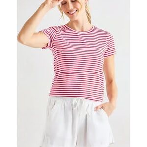 Splendid Lulu Red & White Stripe crew neck tee